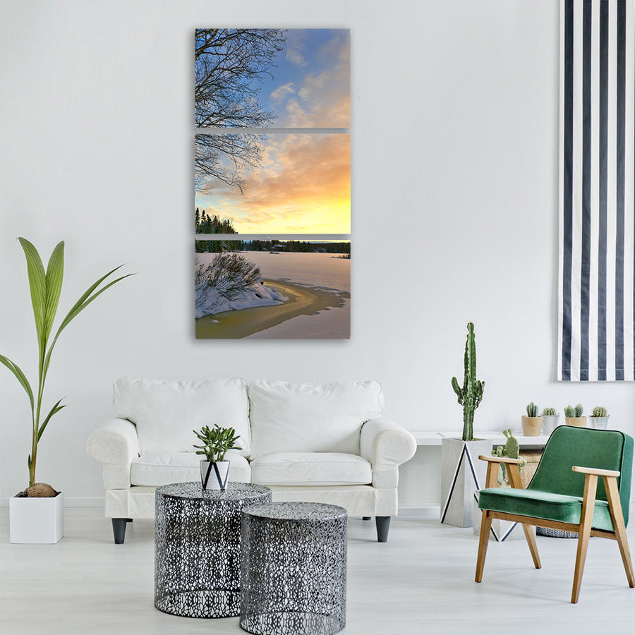 landscape winter cold nature trees Vertical Canvas Wall Art