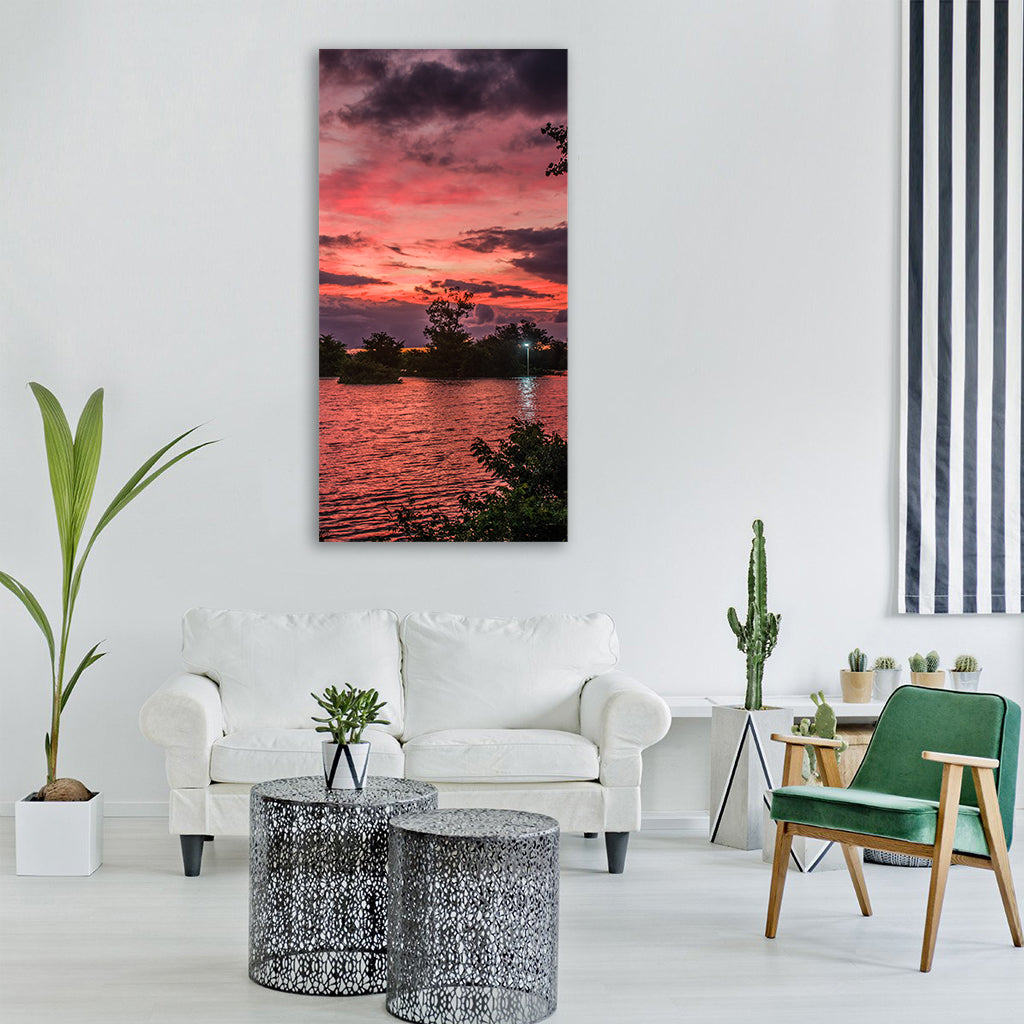 landscape sunset clouds sky sun Vertical Canvas Wall Art