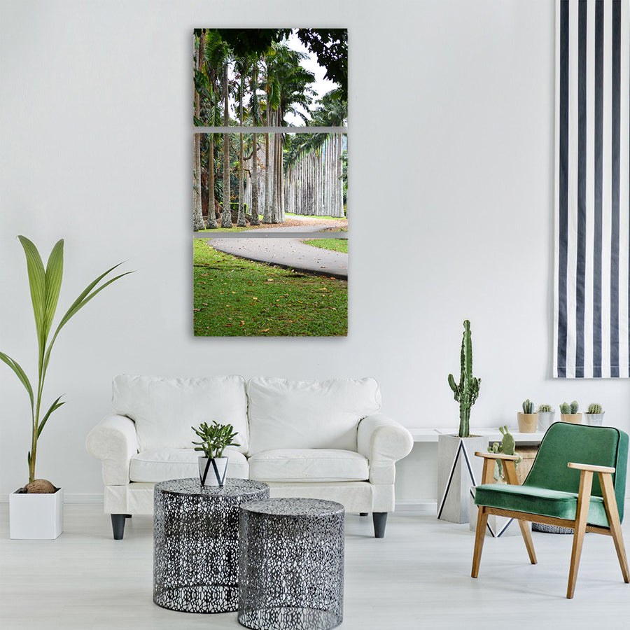 leading line road path trees Vertical Canvas Wall Art