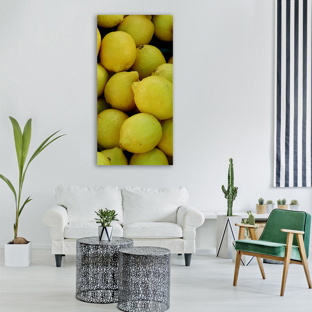 lemons yellow sour citrus fruits Vertical Canvas Wall Art