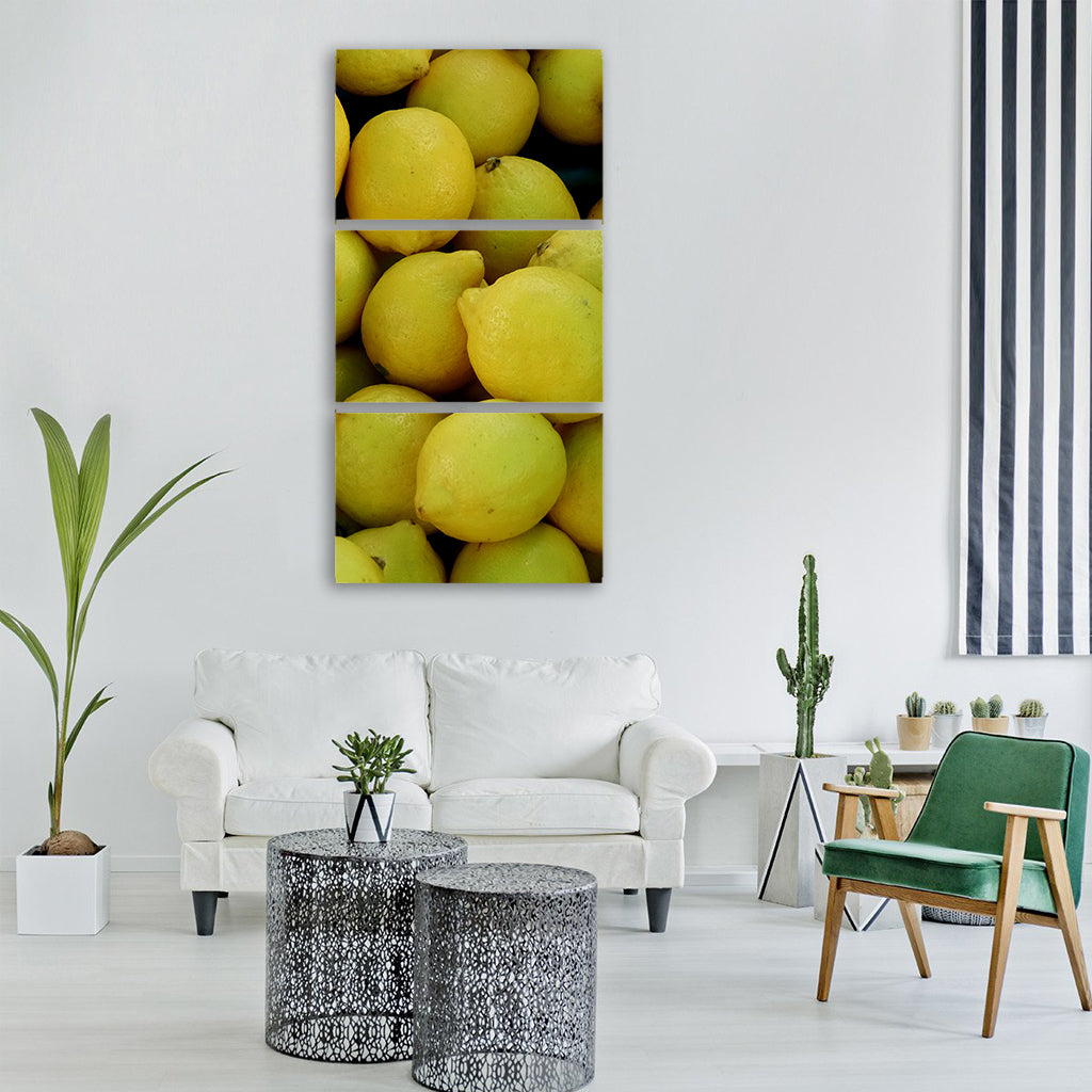 lemons yellow sour citrus fruits Vertical Canvas Wall Art