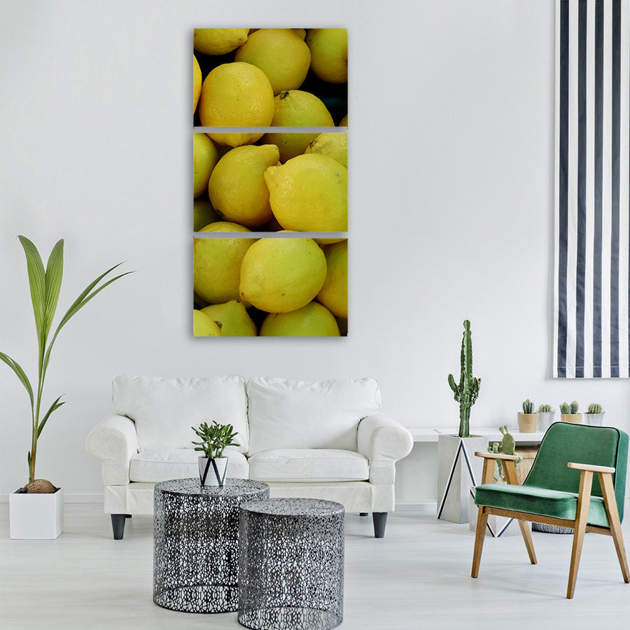lemons yellow sour citrus fruits Vertical Canvas Wall Art