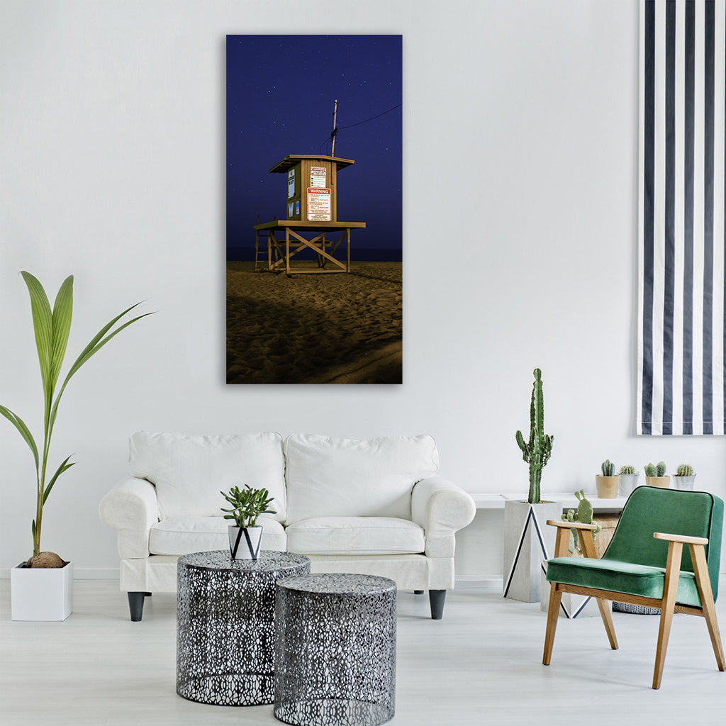 lifeguard beach sand night sky Vertical Canvas Wall Art