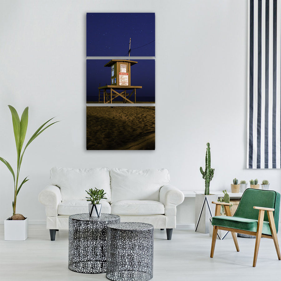 lifeguard beach sand night sky Vertical Canvas Wall Art