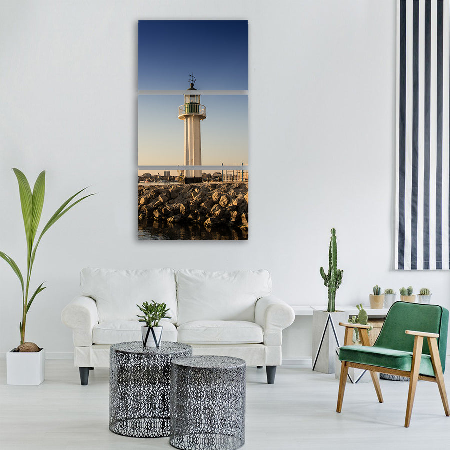 lighthouse port burgas beacon Vertical Canvas Wall Art