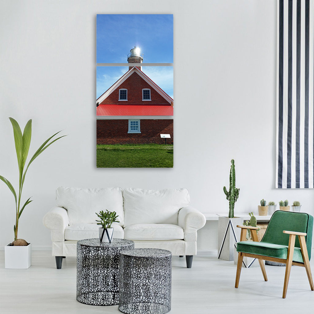 lighthouse michigan reflection Vertical Canvas Wall Art