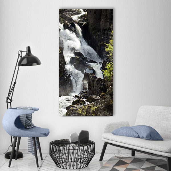 Lower ogwen waterfall wales Vertical Canvas Wall Art