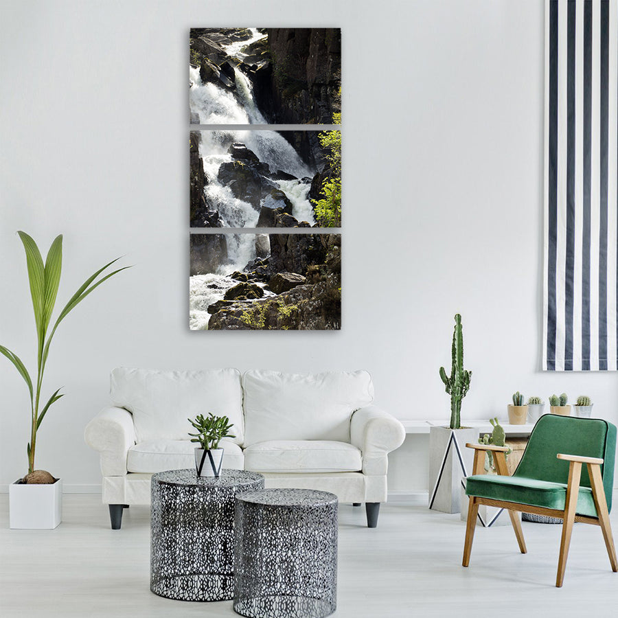 lower ogwen waterfall wales Vertical Canvas Wall Art