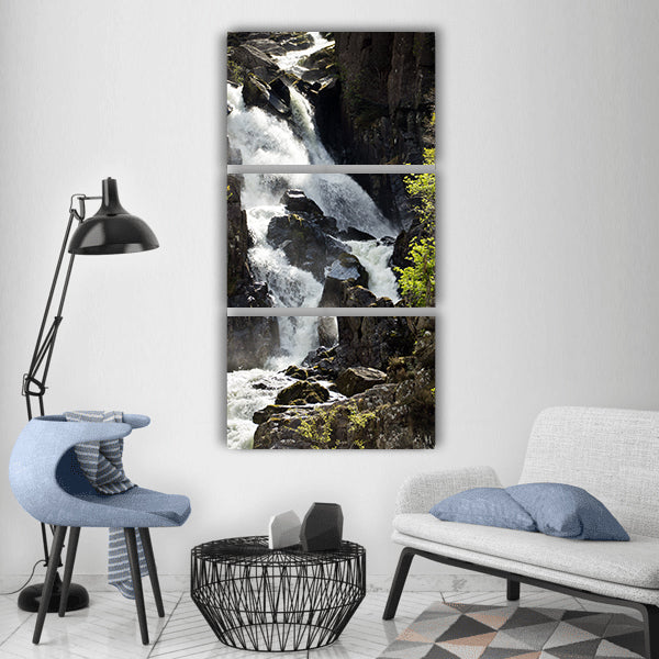 Lower ogwen waterfall wales Vertical Canvas Wall Art