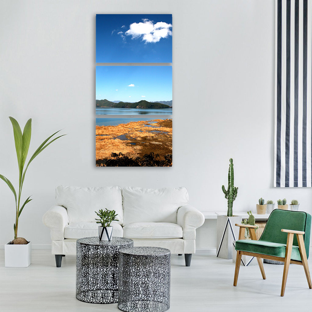 lugu lake autumn plateau Vertical Canvas Wall Art