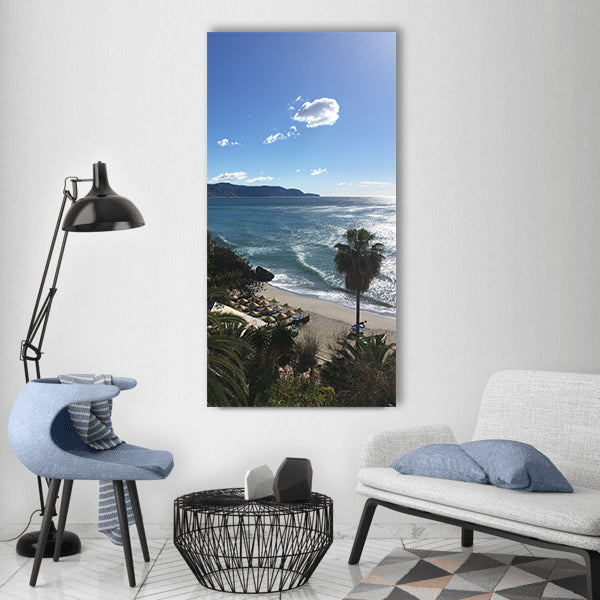 Malaga summer beach sea Vertical Canvas Wall Art