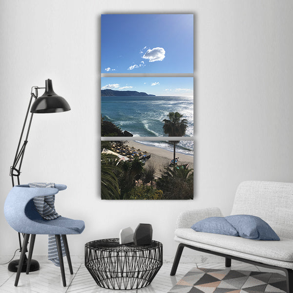 Malaga summer beach sea Vertical Canvas Wall Art