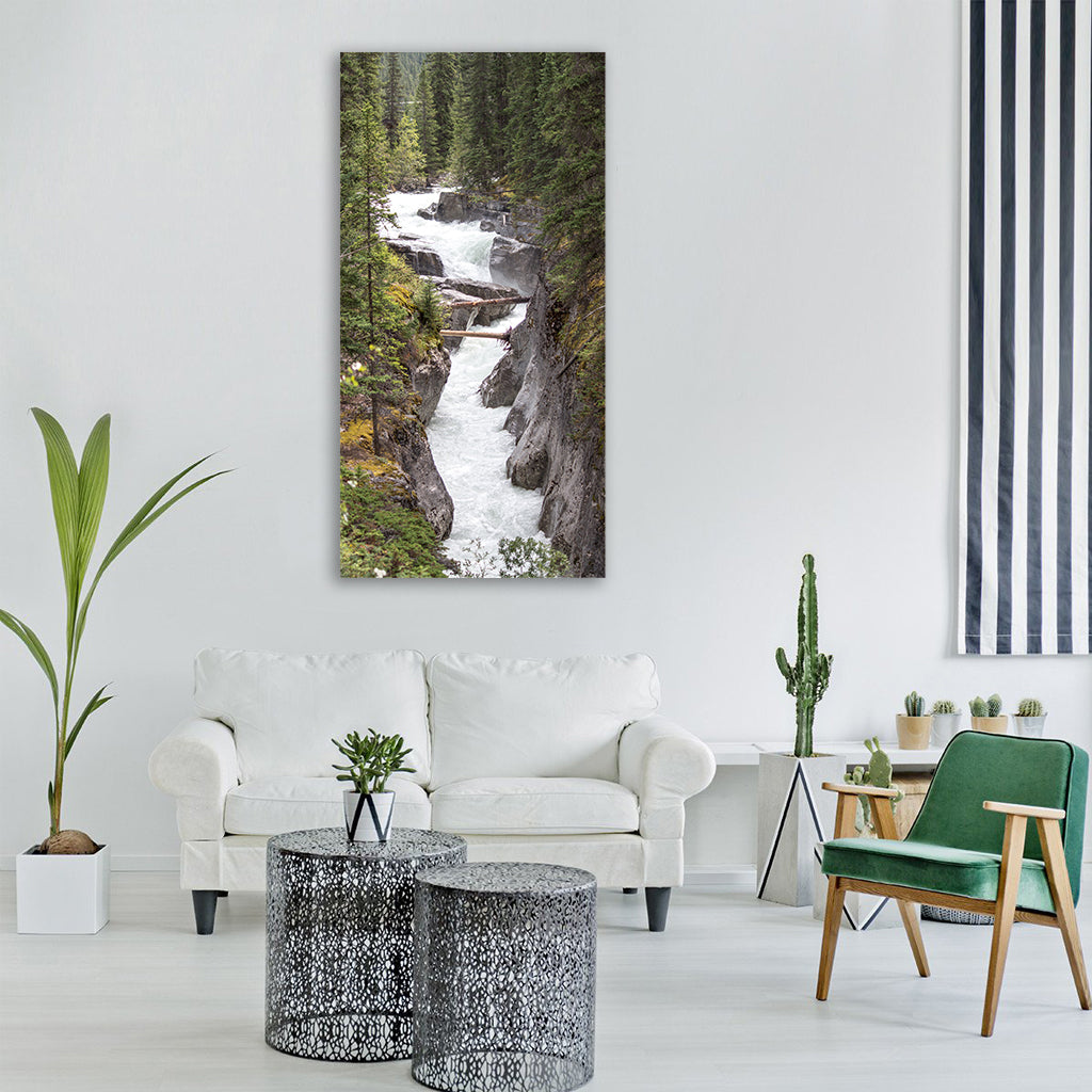 maligne river jasper alberta wild Vertical Canvas Wall Art