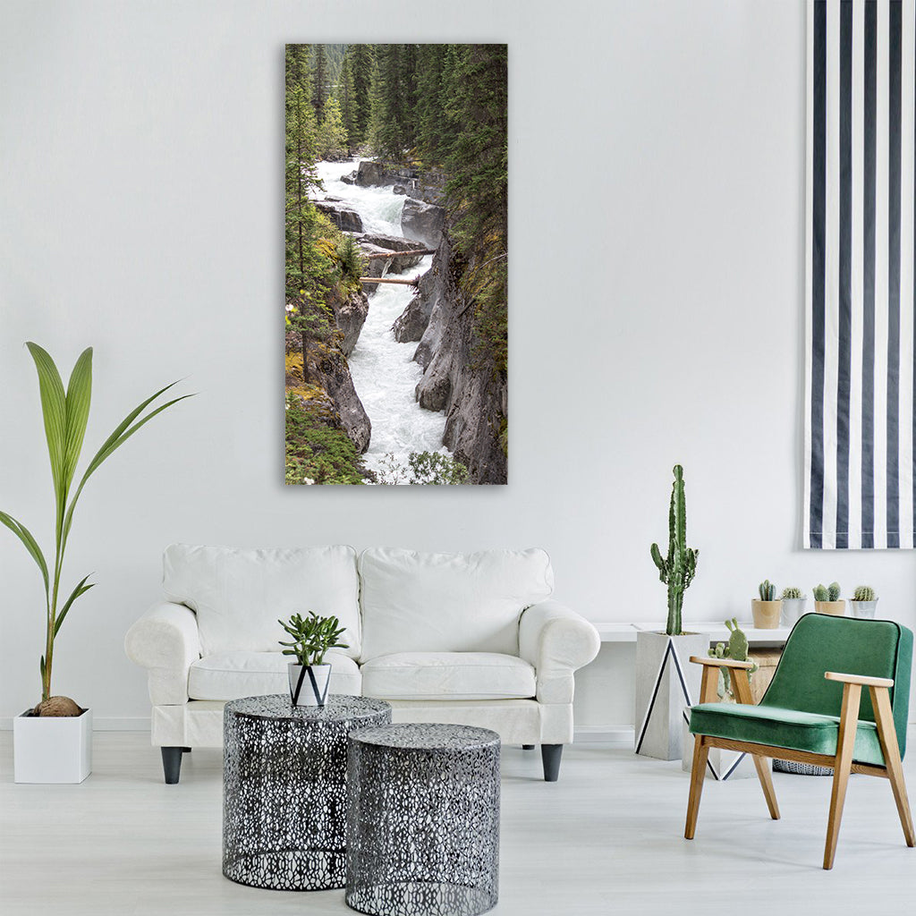 maligne river jasper alberta wild Vertical Canvas Wall Art