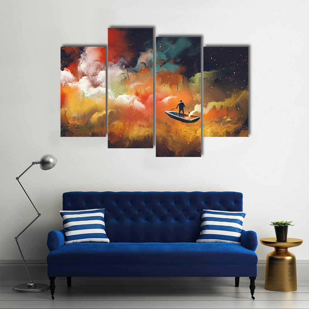 Space As An Abstract Illustration Multi Panel  Canvas Wall Art