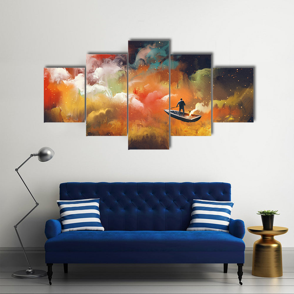 Space As An Abstract Illustration Multi Panel  Canvas Wall Art