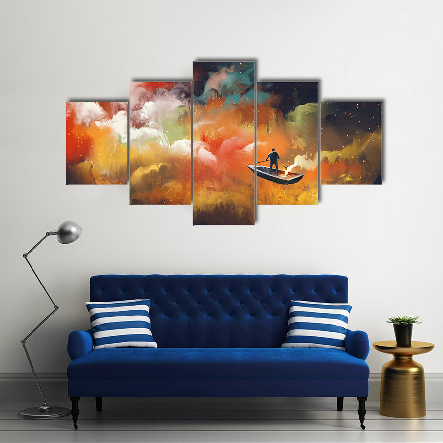 Space As An Abstract Illustration Multi Panel  Canvas Wall Art