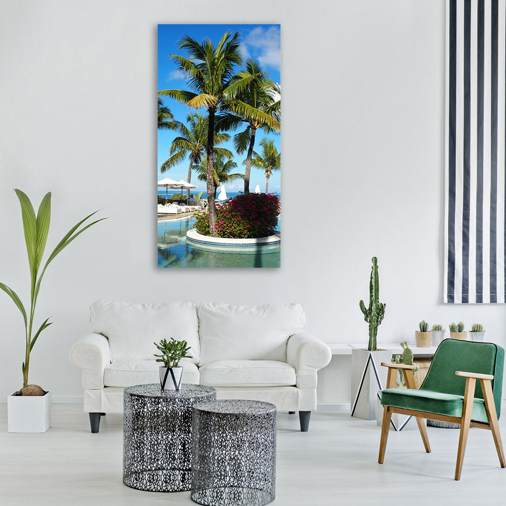 mauritius pool summer swimming pool Vertical Canvas Wall Art