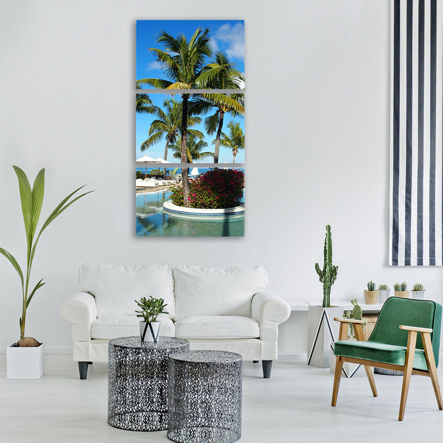 mauritius pool summer swimming pool Vertical Canvas Wall Art