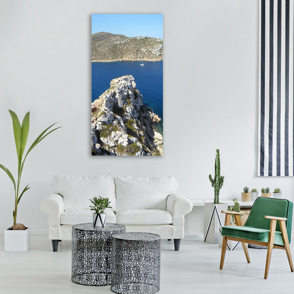 mediterranean cliff rocky coast sea Vertical Canvas Wall Art
