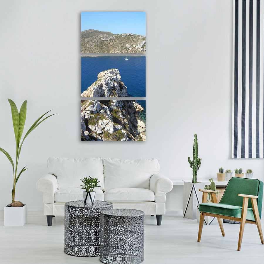mediterranean cliff rocky coast sea Vertical Canvas Wall Art