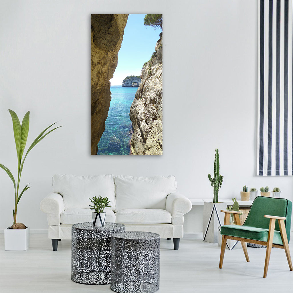 menorca beach sea balearic Vertical Canvas Wall Art
