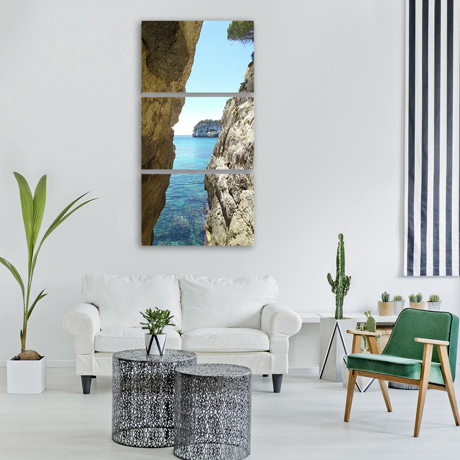 menorca beach sea balearic Vertical Canvas Wall Art