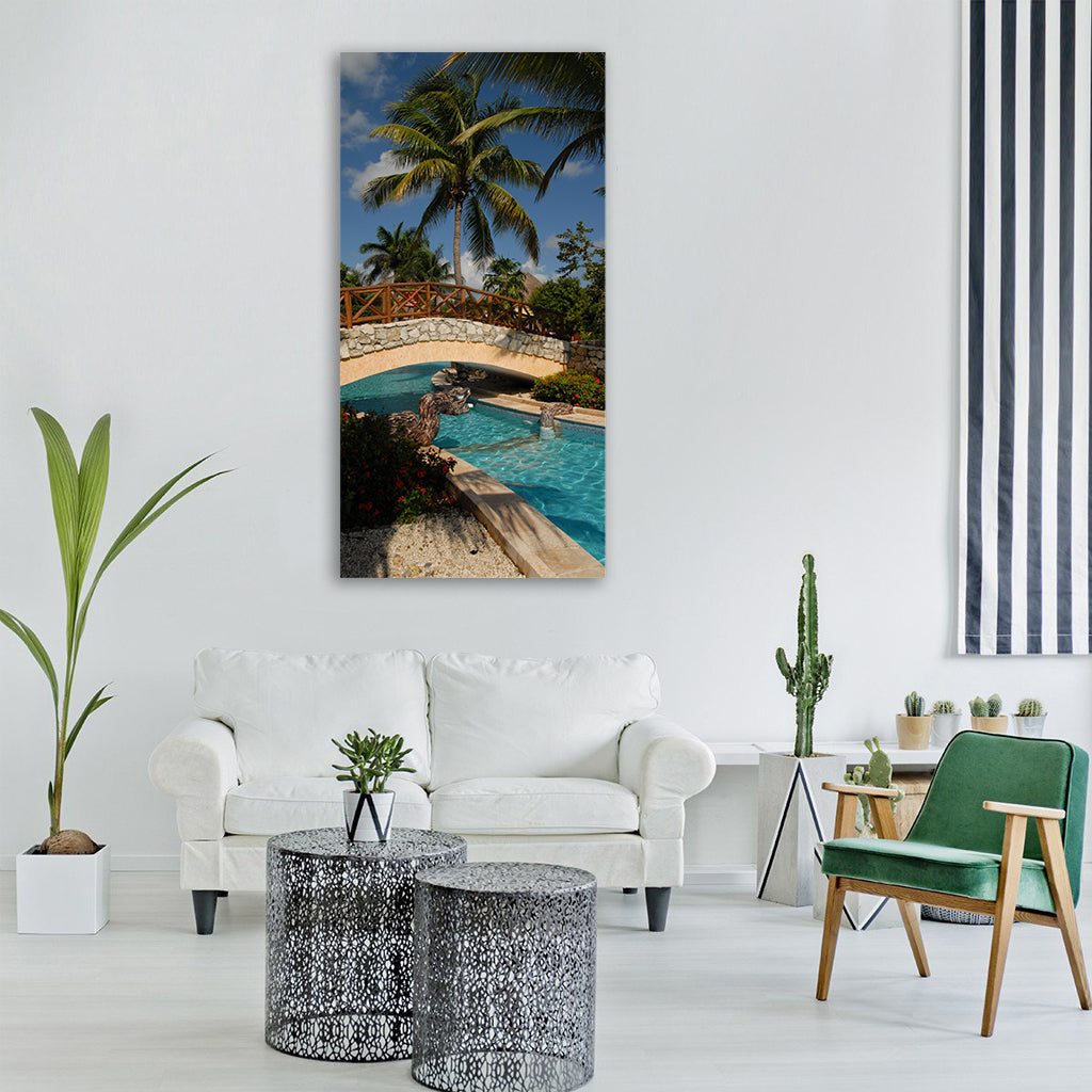 mexico vacations cancun pool Vertical Canvas Wall Art