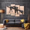 A black Mid Length Rifle Multi Panel Canvas Wall Art Set