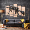 A black Mid Length Rifle Multi Panel Canvas Wall Art Set