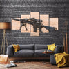 A black Mid Length Rifle Multi Panel Canvas Wall Art Set