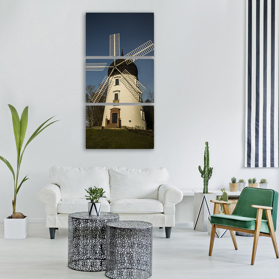 mill gifhorn windmill sky gras Vertical Canvas Wall Art