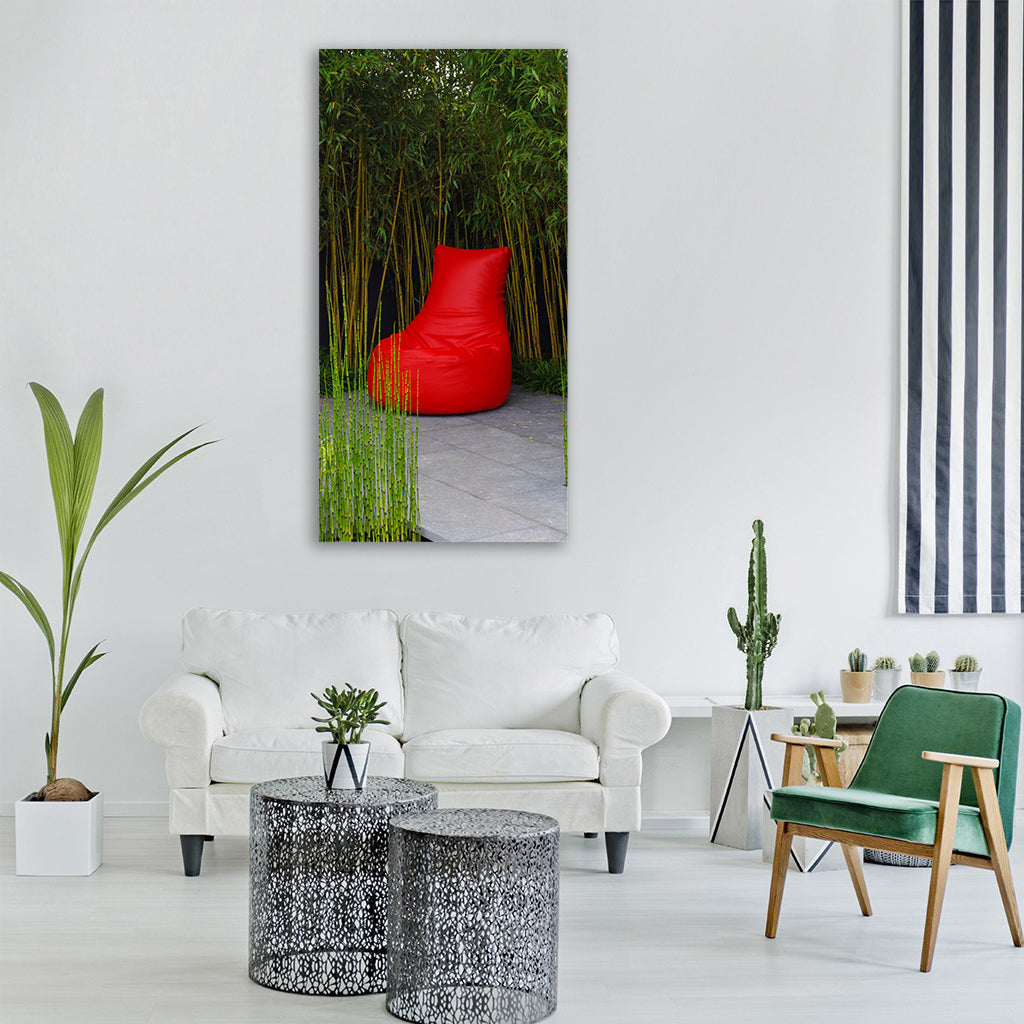 mindset faq red green chair trees Vertical Canvas Wall Art