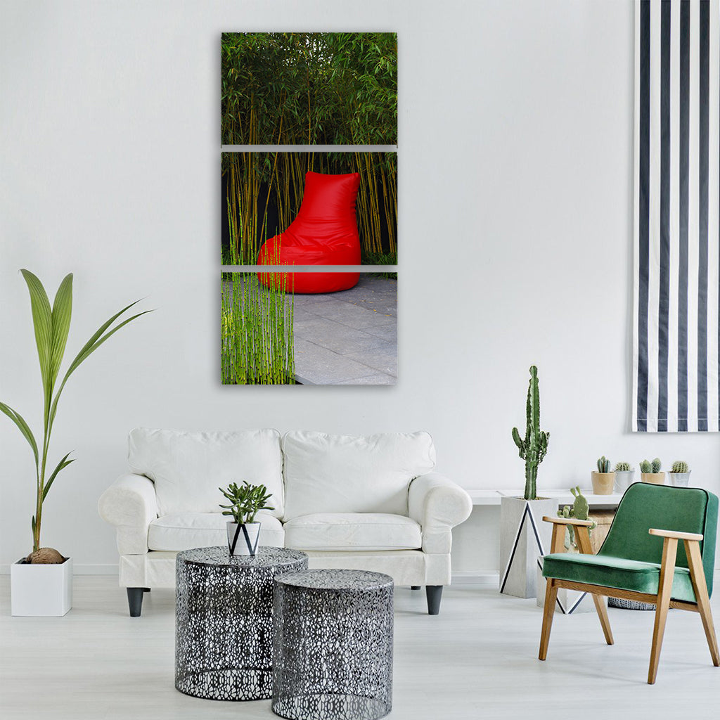 mindset faq red green chair trees Vertical Canvas Wall Art