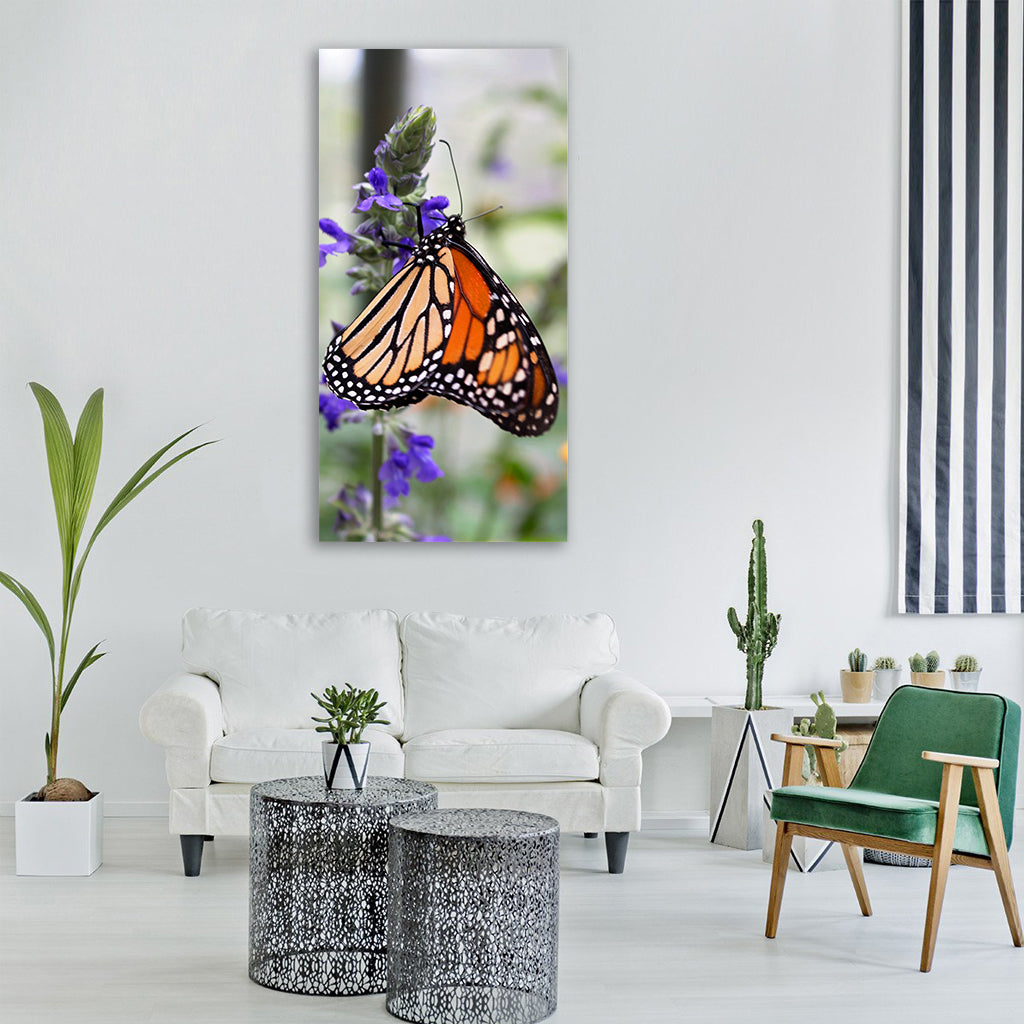 monarch flower insect butterfly Vertical Canvas Wall Art