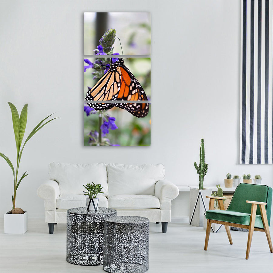 monarch flower insect butterfly Vertical Canvas Wall Art