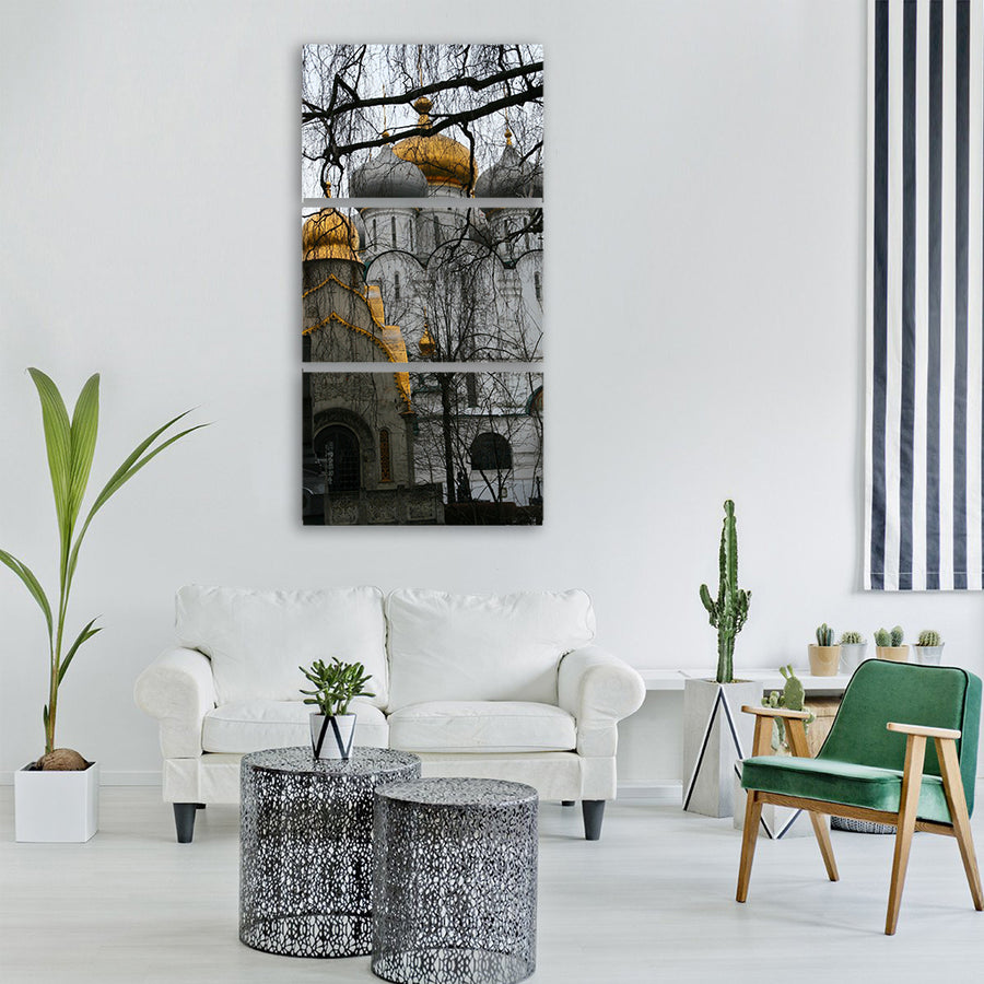monastery orthodox church winter Vertical Canvas Wall Art