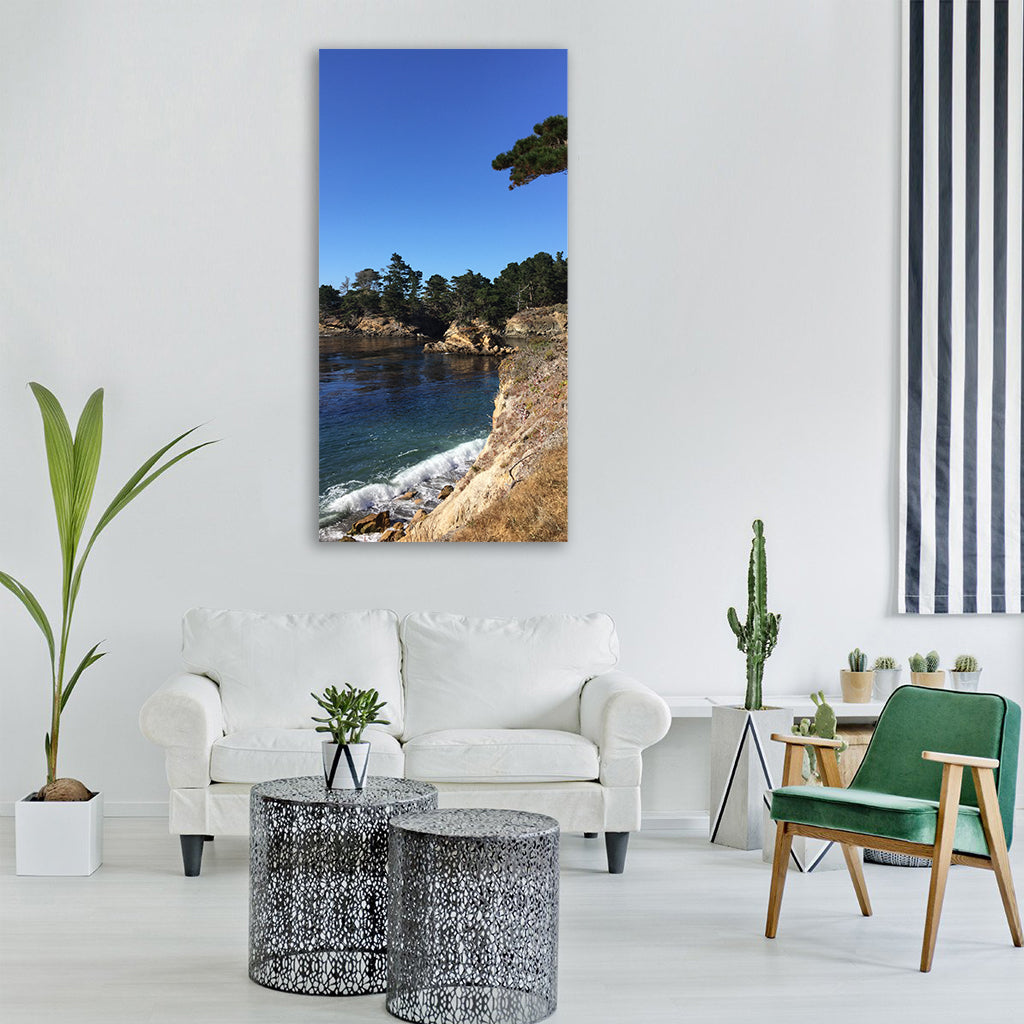 monterey california ocean trees Vertical Canvas Wall Art