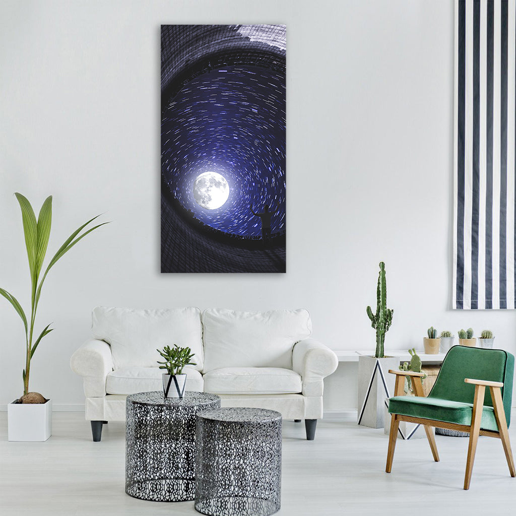 moon star sky astronomy starry sky Vertical Canvas Wall Art