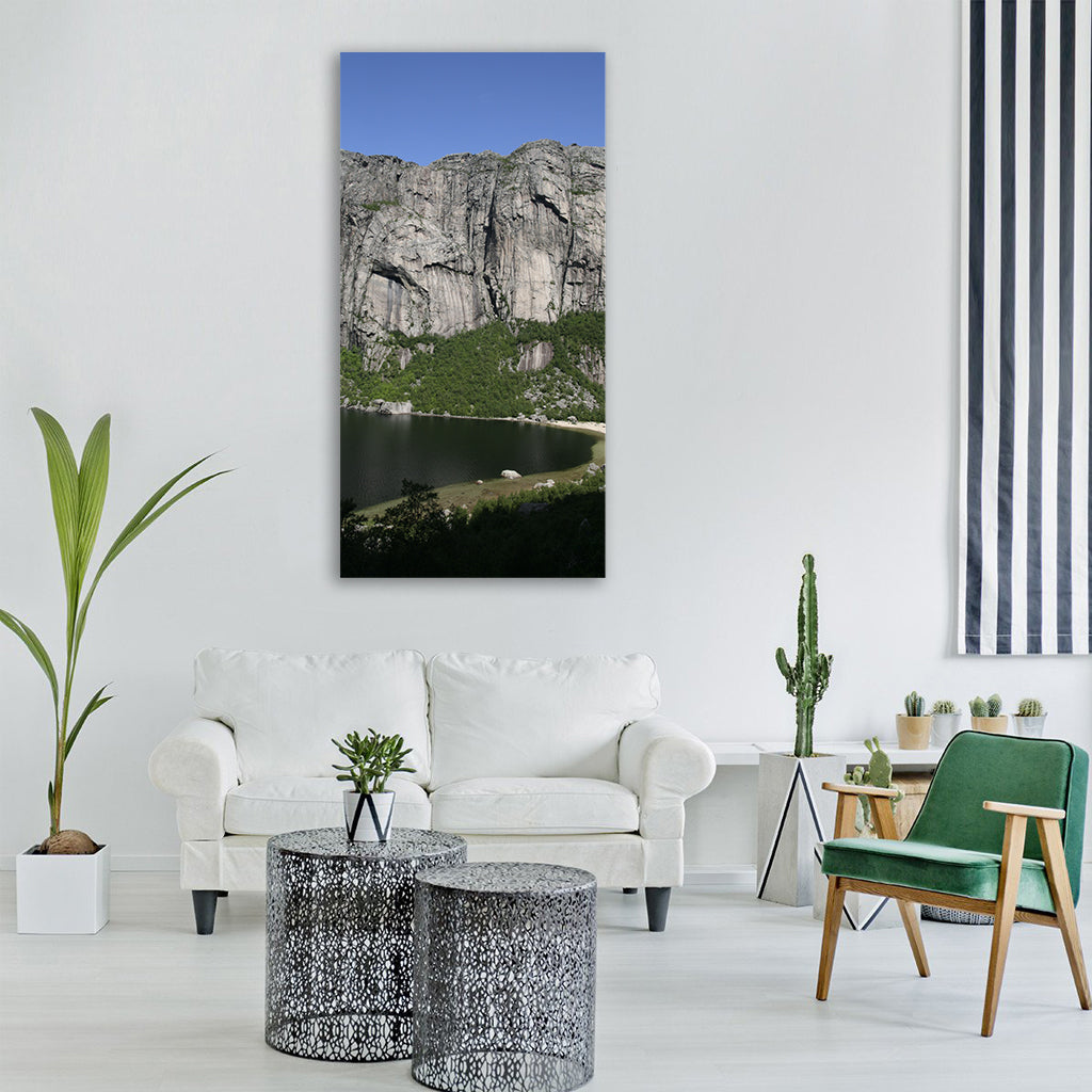 mountain lake landscape nature Vertical Canvas Wall Art