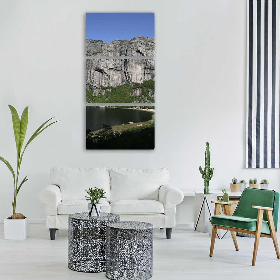 mountain lake landscape nature Vertical Canvas Wall Art