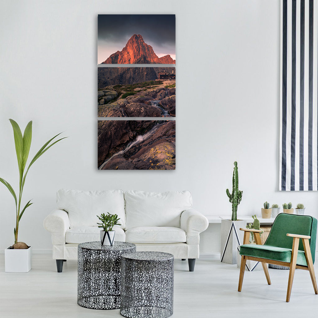 mountain house chimnea door window Vertical Canvas Wall Art