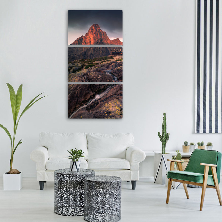 mountain house chimnea door window Vertical Canvas Wall Art