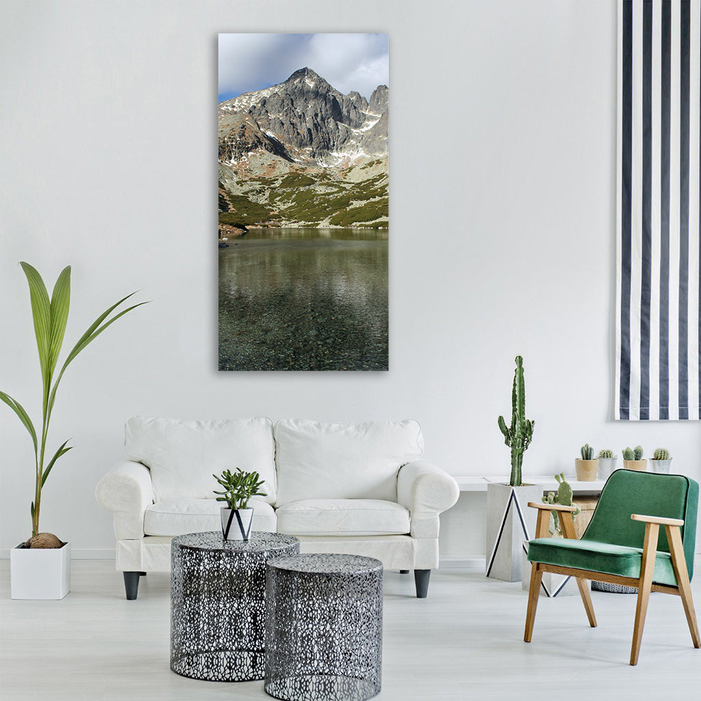 mountain lake nature landscape Vertical Canvas Wall Art