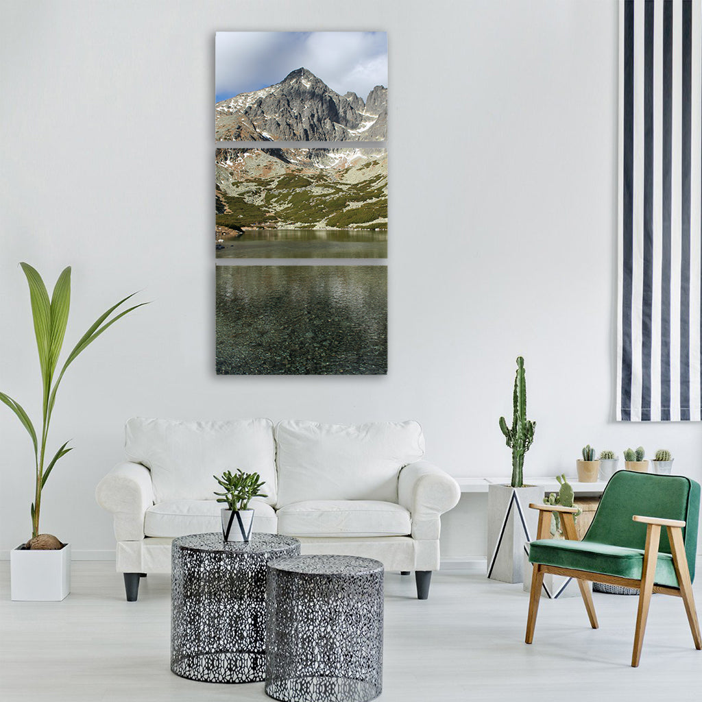 mountain lake nature landscape Vertical Canvas Wall Art