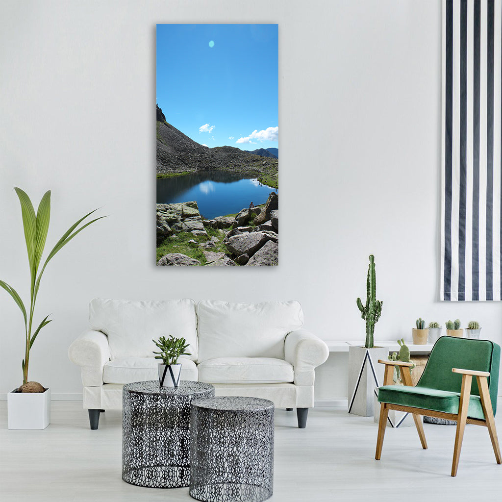 mountain lake summer alps Vertical Canvas Wall Art
