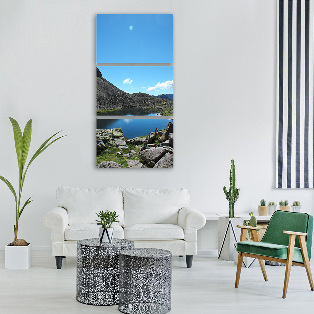 mountain lake summer alps Vertical Canvas Wall Art