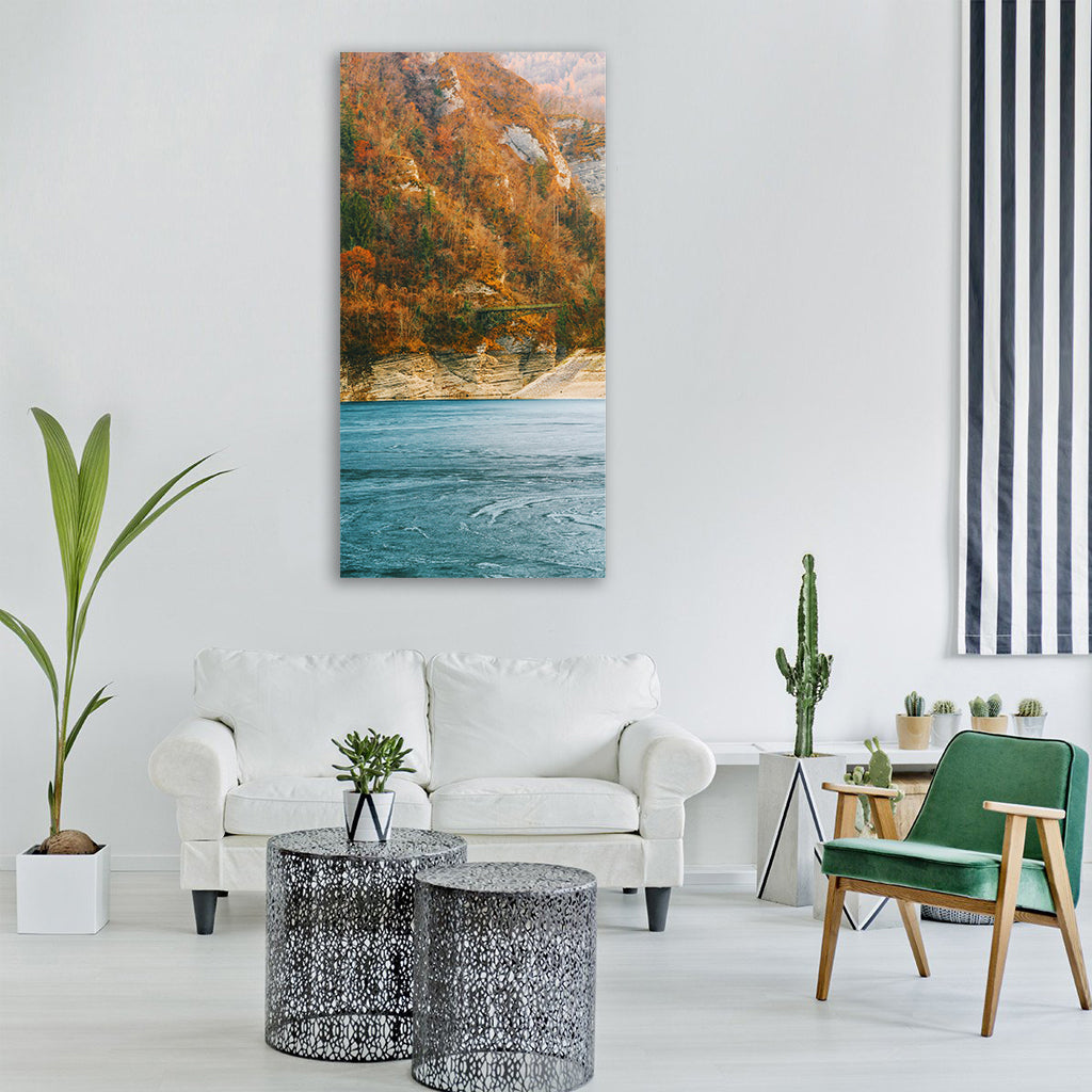 mountain fall landscape nature Vertical Canvas Wall Art