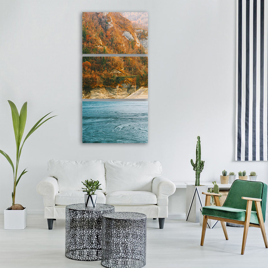 mountain fall landscape nature Vertical Canvas Wall Art