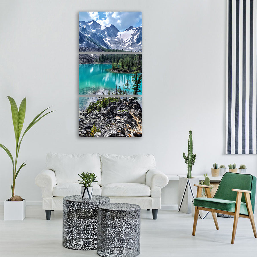 mountains water lake nature Vertical Canvas Wall Art